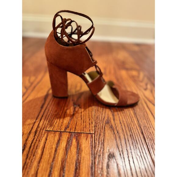 Vince Camuto Wendell Womens 7.5 Brown Tan Suede Shoes Lace Up Gladiator Sandals - Picture 6 of 16